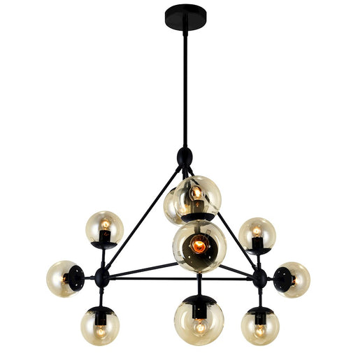 CWI Lighting Glow 10 Light Chandelier, Black/Champagne