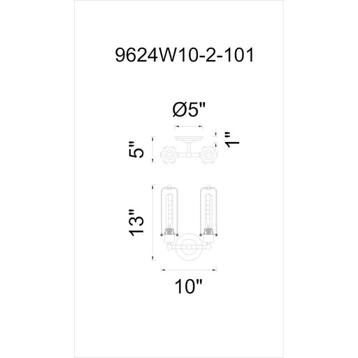 CWI Lighting Benji 2 Light Wall Light, Black