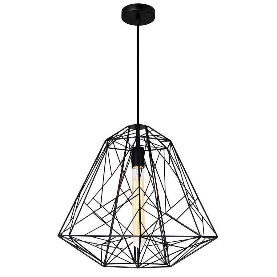 CWI Lighting Bagheera 20" 1 Light Down Pendant, Black - 9625P20-1-101