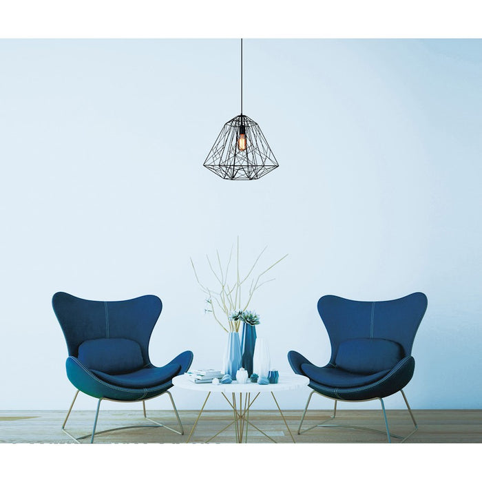 CWI Lighting Bagheera 20" 1 Light Down Pendant, Black