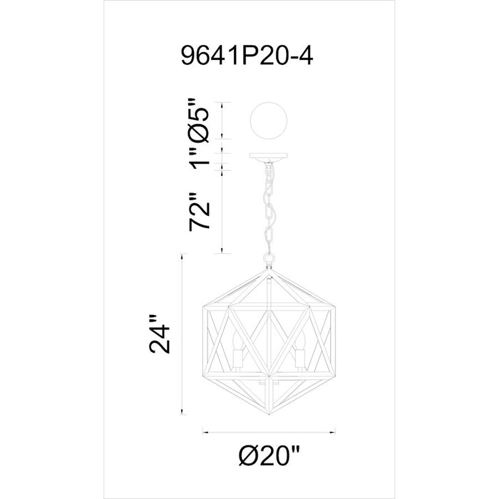 CWI Lighting Amazon 4 Light Up Pendant, Black