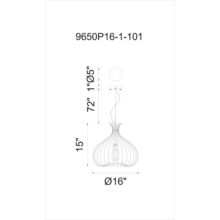 CWI Lighting Darleen 1 Light Down Pendant, Black