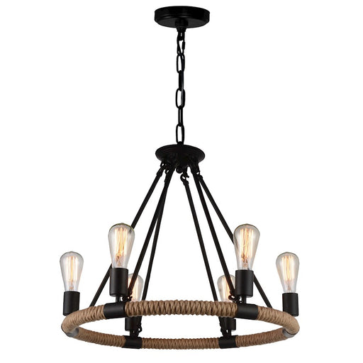 CWI Lighting Ganges 6 Light Up Chandelier, Black - 9671P25-6-101