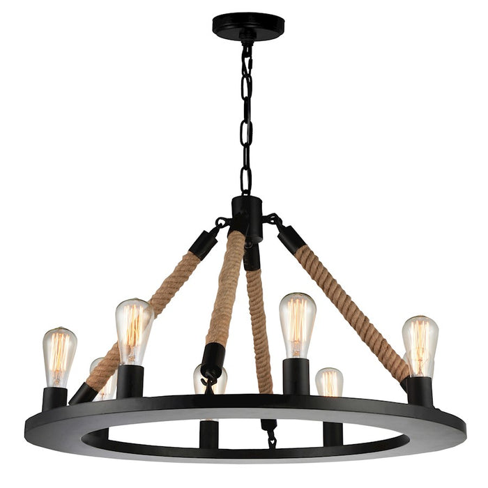 CWI Lighting Ganges 8 Light 32" Up Chandelier, Black - 9671P32-8-101