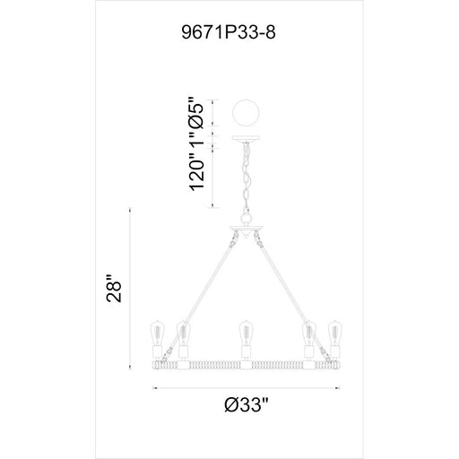 CWI Lighting Ganges 8 Light 33" Up Chandelier, Black