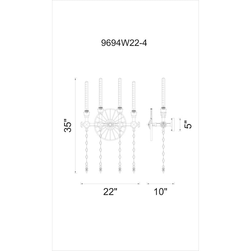 CWI Lighting Rio Wall Light, Gray