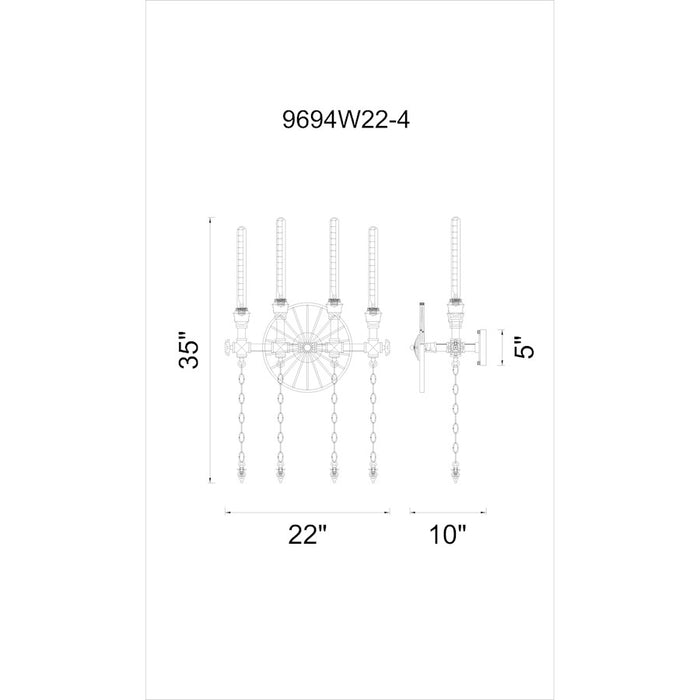 CWI Lighting Rio Wall Light, Gray