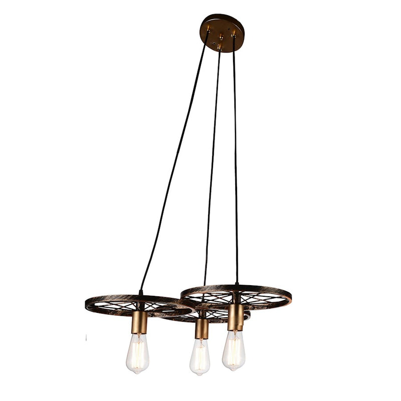 CWI Lighting Ravi 3 Light Down Chandelier, Black/Gold