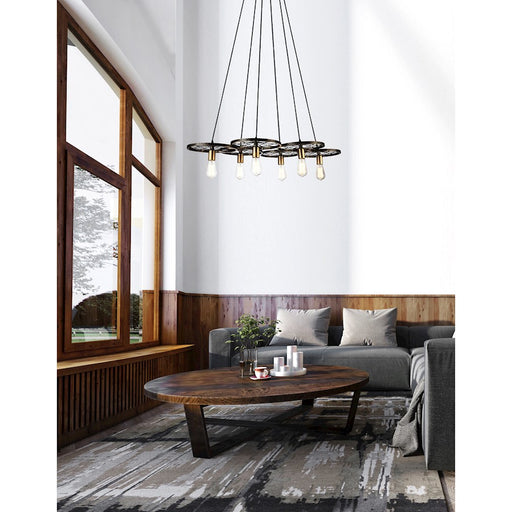 CWI Lighting Ravi 6 Light Down Chandelier, Black/Gold
