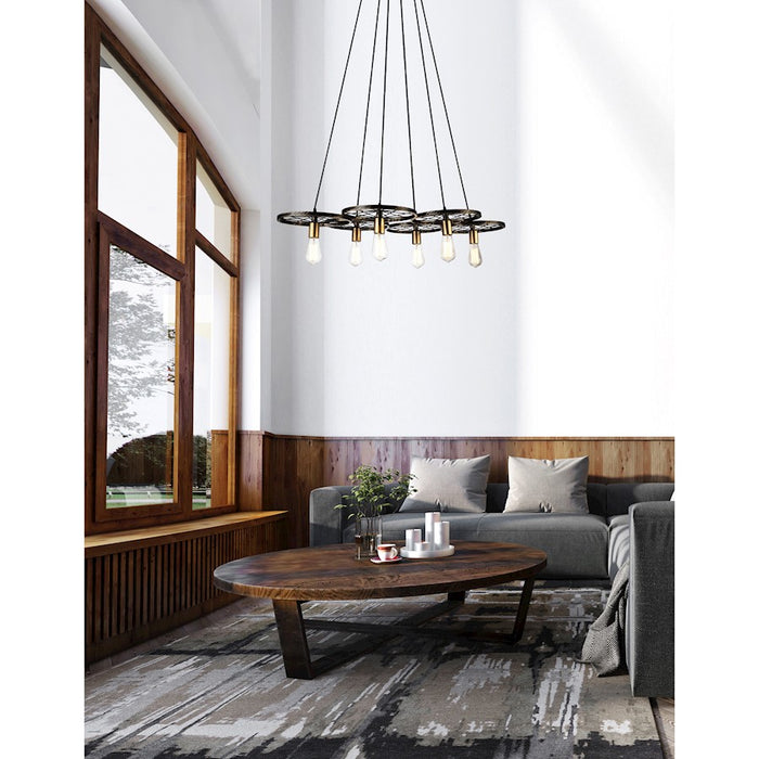 CWI Lighting Ravi 6 Light Down Chandelier, Black/Gold