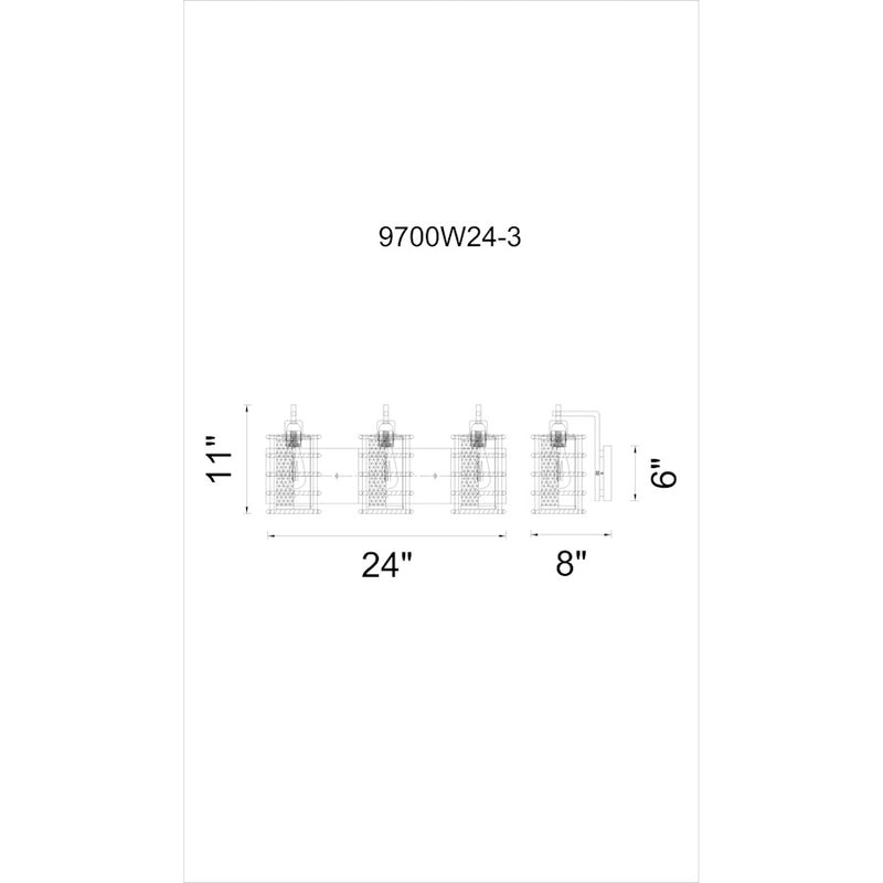 CWI Lighting Darya 3 Light Wall Light, Brown