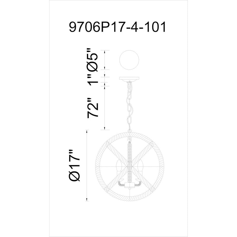 CWI Lighting Padma 4 Light Up Chandelier, Black