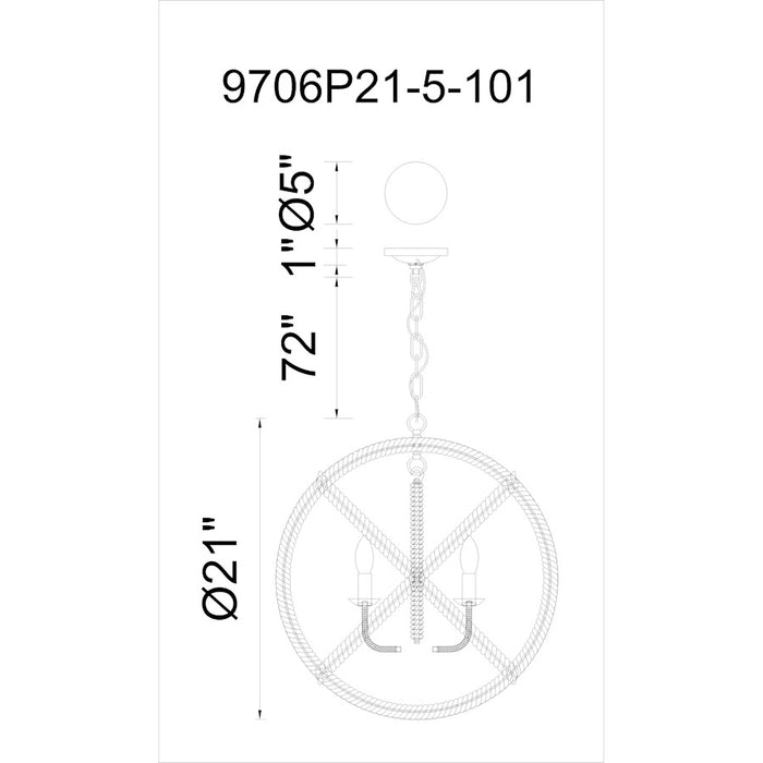 CWI Lighting Padma 5 Light Up Chandelier, Black