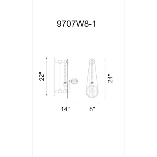 CWI Lighting Bici 1 Light Wall Light, Silver Gray