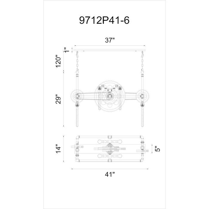 CWI Lighting Oder 6 Light Down Chandelier, Silver Gray