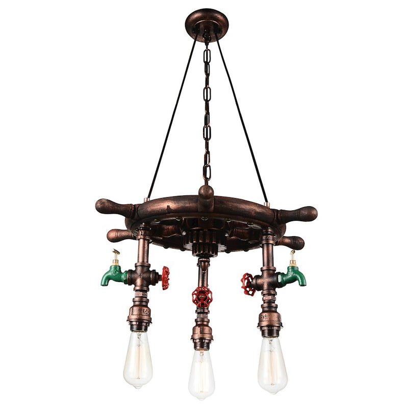 CWI Lighting Manor 3 Light Down Chandelier, Speckled Copper