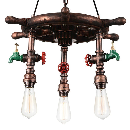 CWI Lighting Manor 3 Light Down Chandelier, Speckled Copper