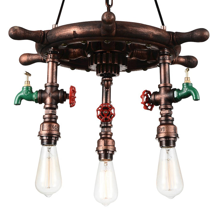 CWI Lighting Manor 3 Light Down Chandelier, Speckled Copper