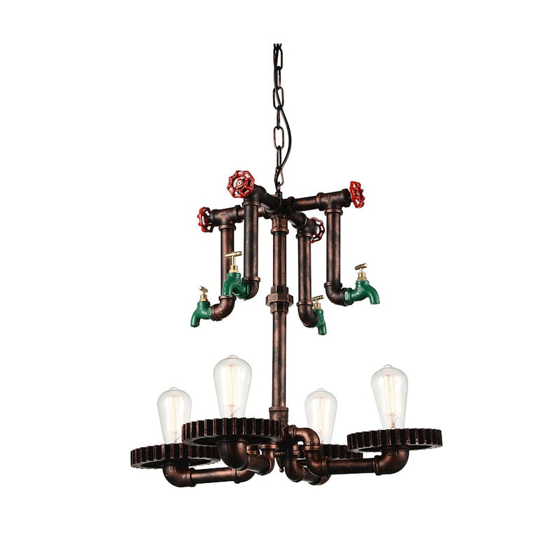 CWI Lighting Soto 4 Light Up Chandelier, Speckled Copper