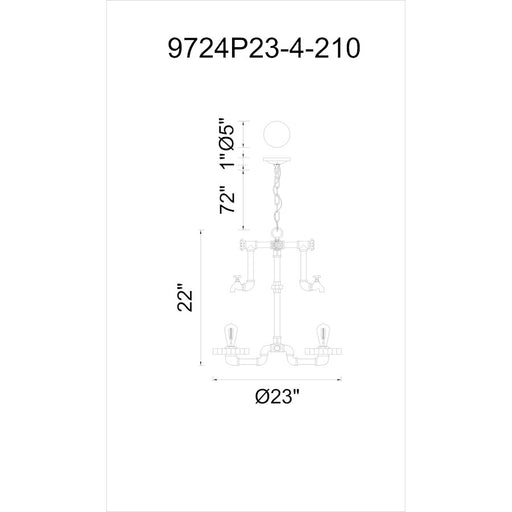 CWI Lighting Soto 4 Light Up Chandelier, Speckled Copper