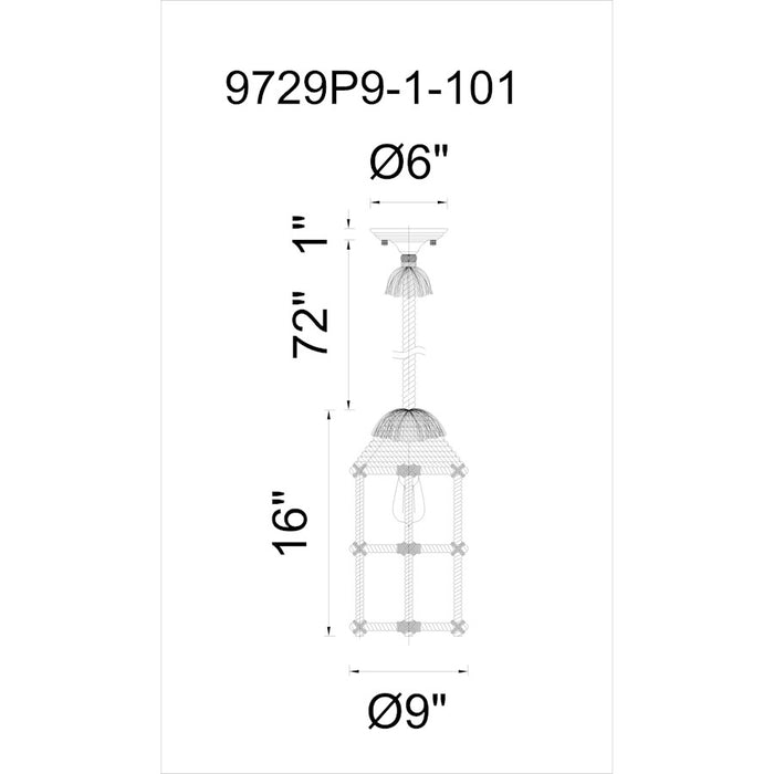 CWI Lighting Padma 1 Light Down Mini Pendant, Black