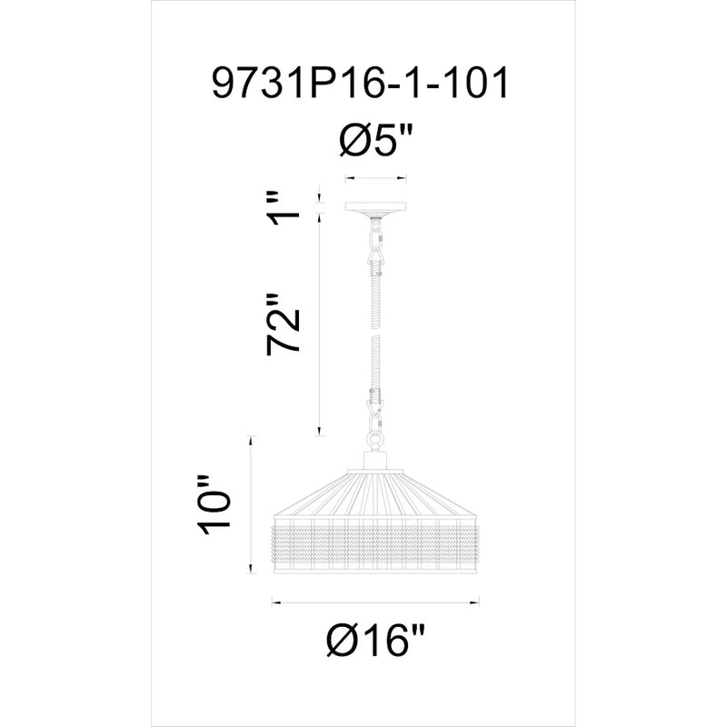 CWI Lighting Padma 1 Light Down Pendant, Black