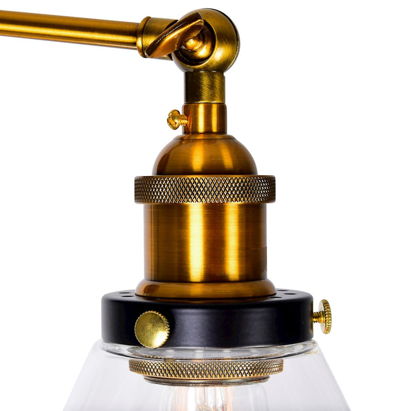 CWI Lighting Eustis 2 Light Wall Light, Black/Gold Brass/Clear