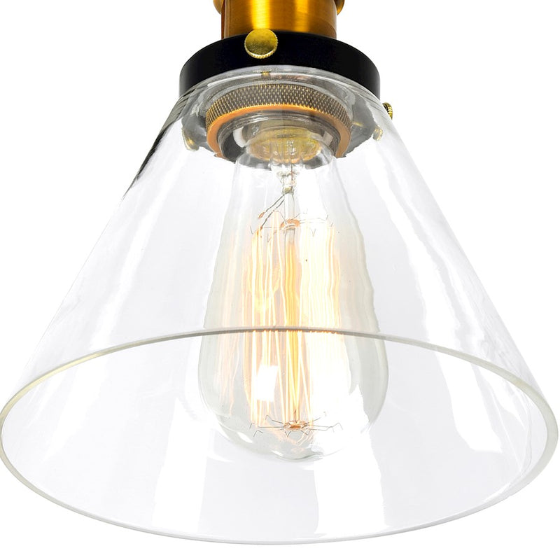 CWI Lighting Eustis 2 Light Wall Light, Black/Gold Brass/Clear