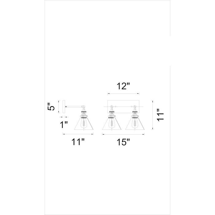 CWI Lighting Eustis 2 Light Wall Light, Polished Nickel/Clear
