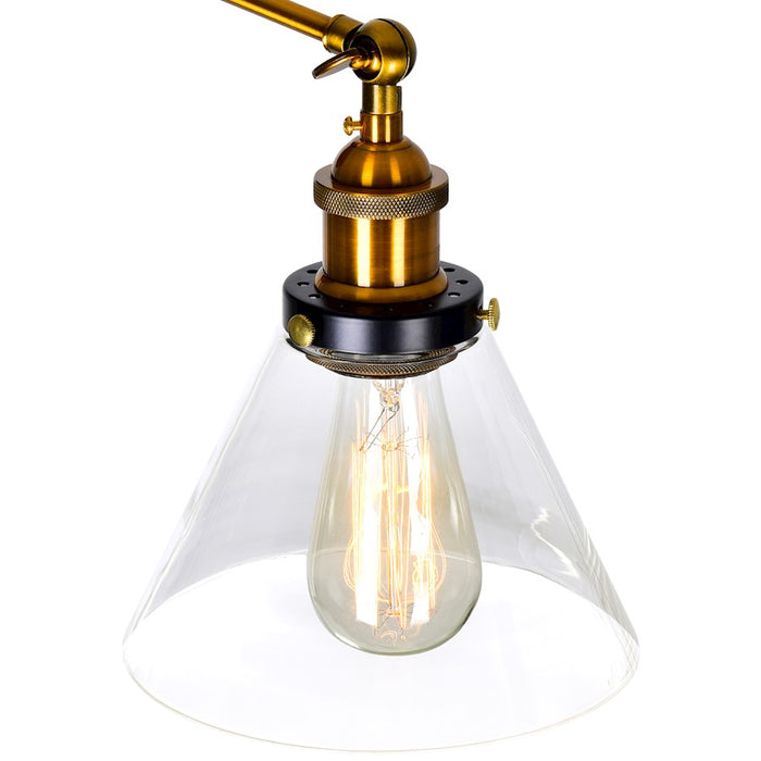CWI Lighting Eustis 3 Light Wall Light, Black/Gold Brass/Clear