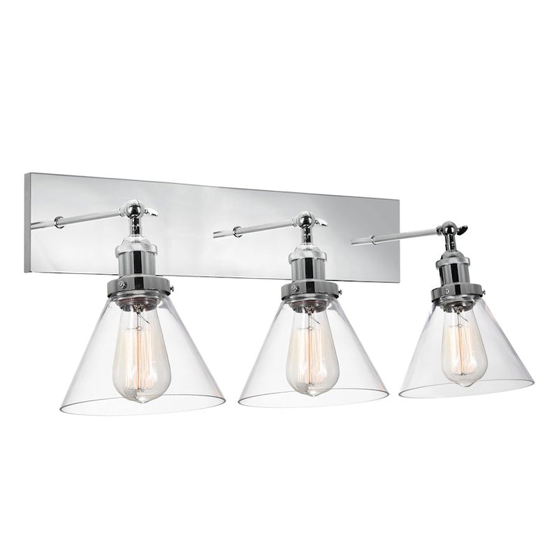 CWI Lighting Eustis 3 Light Wall Light, Polished Nickel/Clear