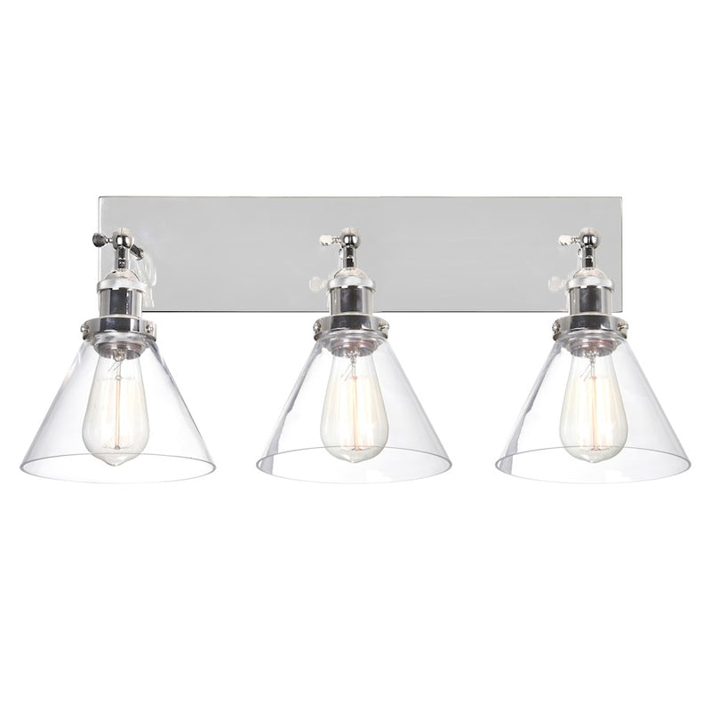 CWI Lighting Eustis 3 Light Wall Light, Polished Nickel/Clear