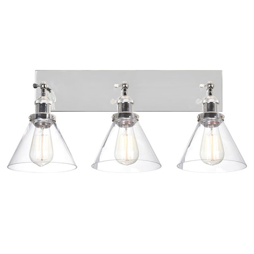 CWI Lighting Eustis 3 Light Wall Light, Polished Nickel/Clear