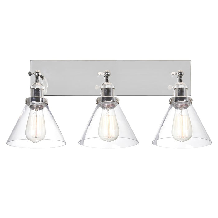 CWI Lighting Eustis 3 Light Wall Light, Polished Nickel/Clear