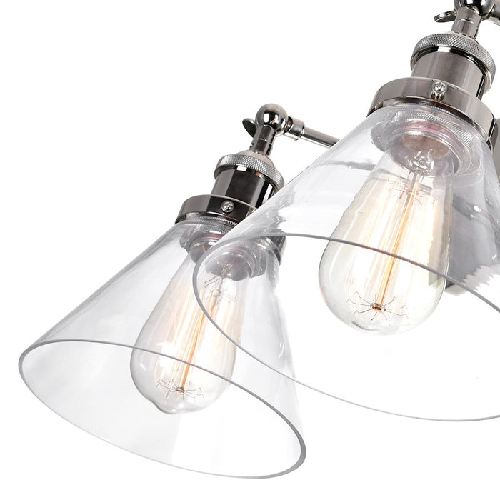 CWI Lighting Eustis 3 Light Wall Light, Polished Nickel/Clear