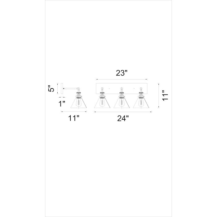 CWI Lighting Eustis 3 Light Wall Light, Polished Nickel/Clear