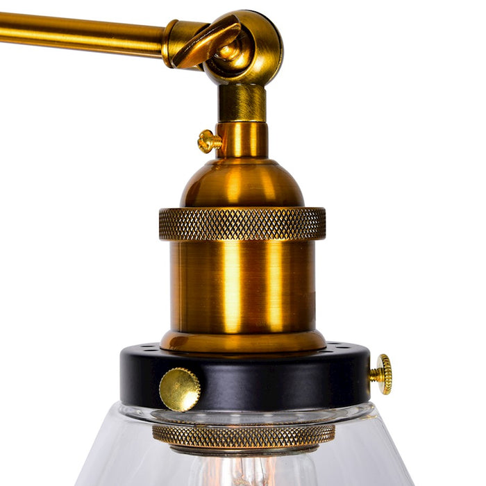 CWI Lighting Eustis 1 Light Wall Light, Black/Gold Brass/Clear