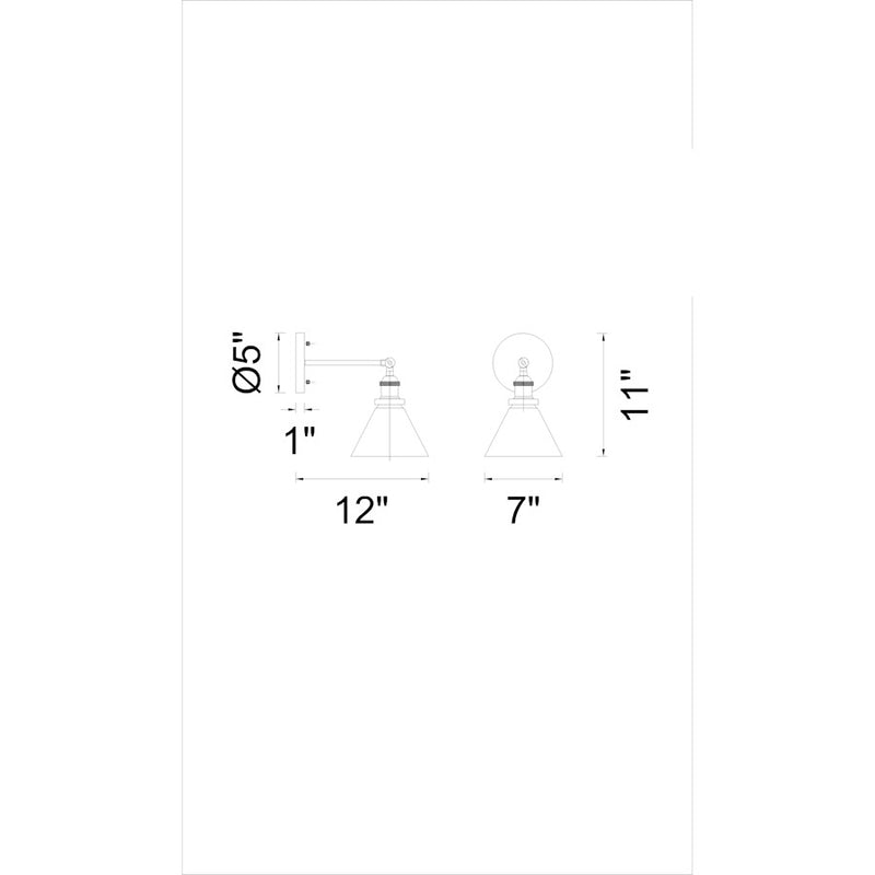 CWI Lighting Eustis 1 Light Wall Light, Polished Nickel/Clear
