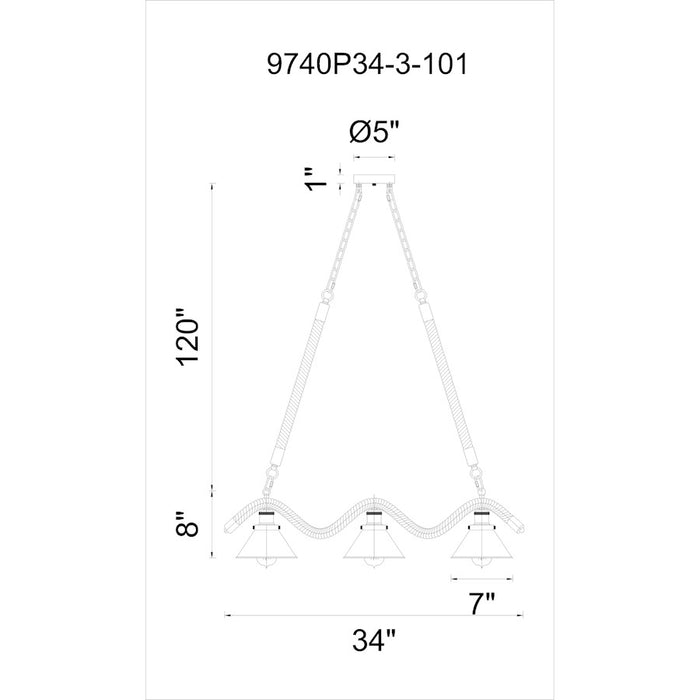 CWI Lighting Padma 3 Light Up Chandelier, Black