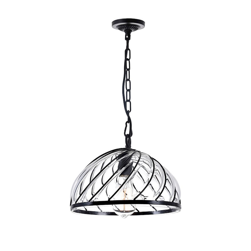 CWI Lighting Escot 1 Light Down Pendant, Black/Clear