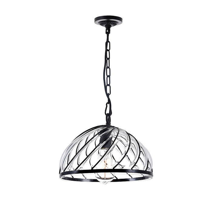 CWI Lighting Escot 1 Light Down Pendant, Black/Clear - 9755P12-1-101