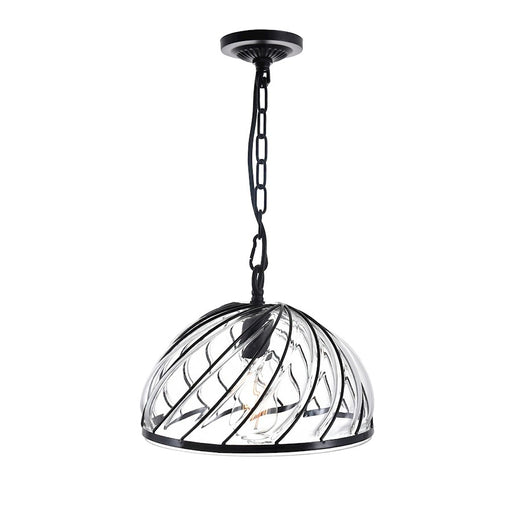 CWI Lighting Escot 1 Light Down Pendant, Black/Clear