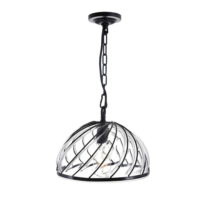 CWI Lighting Escot 1 Light Down Pendant, Black/Clear