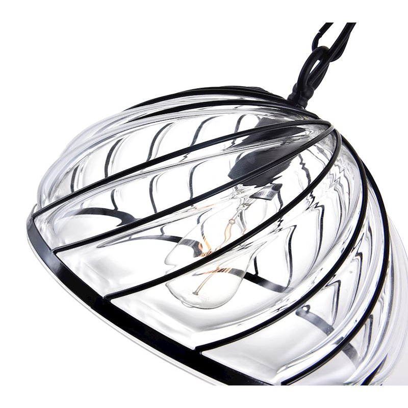 CWI Lighting Escot 1 Light Down Pendant, Black/Clear
