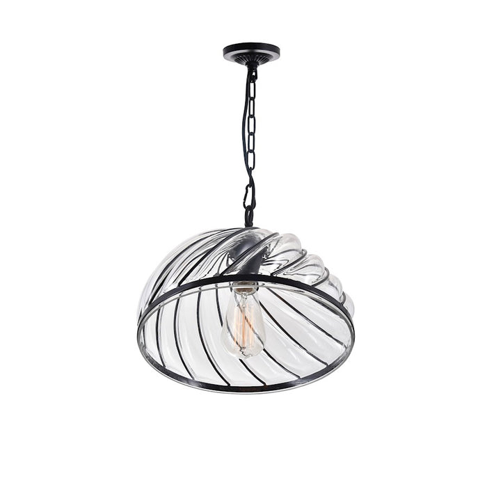 CWI Lighting Escot 1 Light Down Pendant, Black/Clear