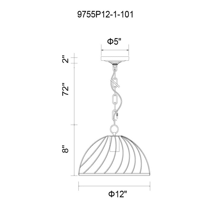 CWI Lighting Escot 1 Light Down Pendant, Black/Clear