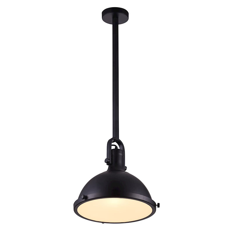 CWI Lighting Strum 1 Light Down Pendant, Black/Frosted