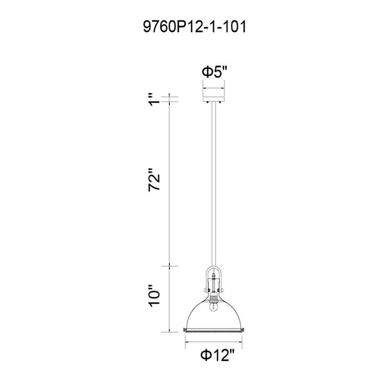 CWI Lighting Strum 1 Light Down Pendant, Black/Frosted