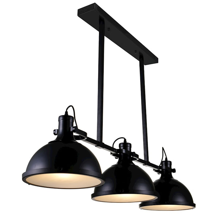CWI Lighting Strum 3 Light Chandelier, Black/Frosted