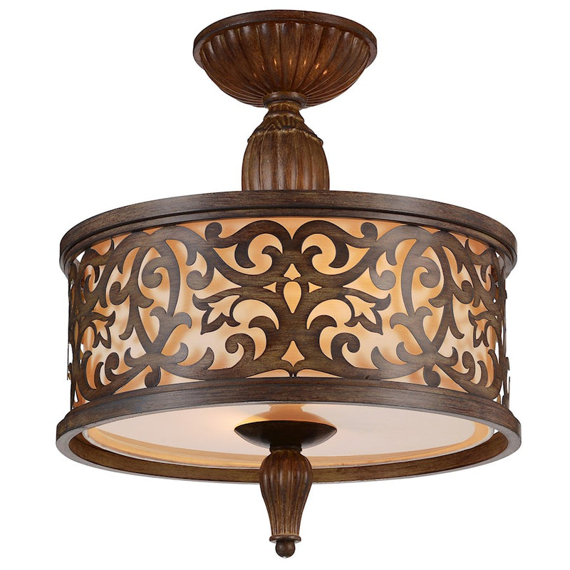 CWI Nicole 3 Light Drum Shade Flush Mount, Brushed Chocolate